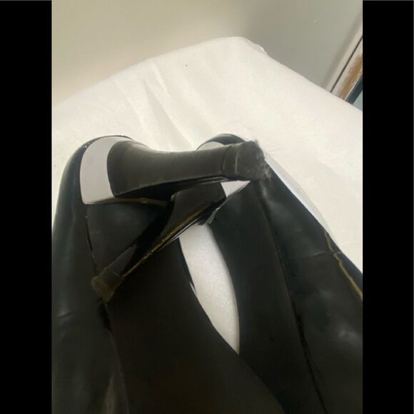 Velvet Black & White Platform Heels - Picture 3 of 8